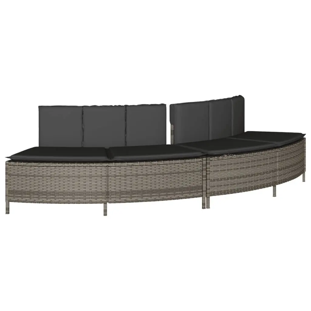 Hot Tub Surround Poly Rattan and Solid Acacia Wood Storage Bench Grey