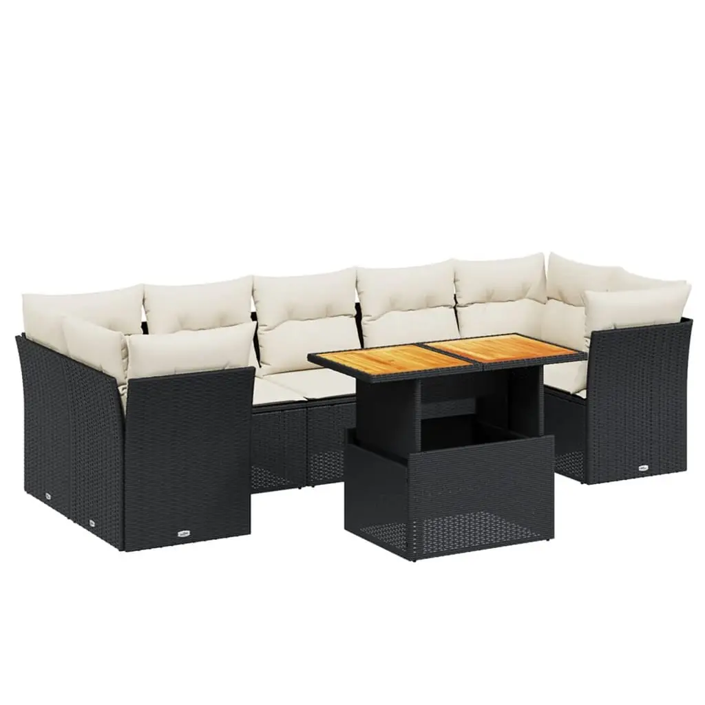 Garden Sofa Set 8 Piece Outdoor Furniture Black Poly Rattan Patio Lounge Modular