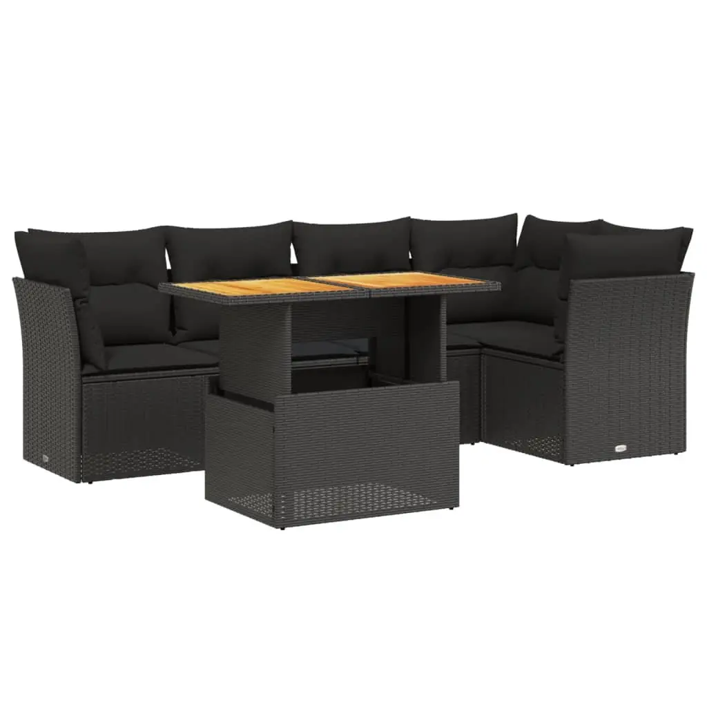 Garden Sofa Set 5 Piece Outdoor Furniture Patio Sectional with Cushions Black
