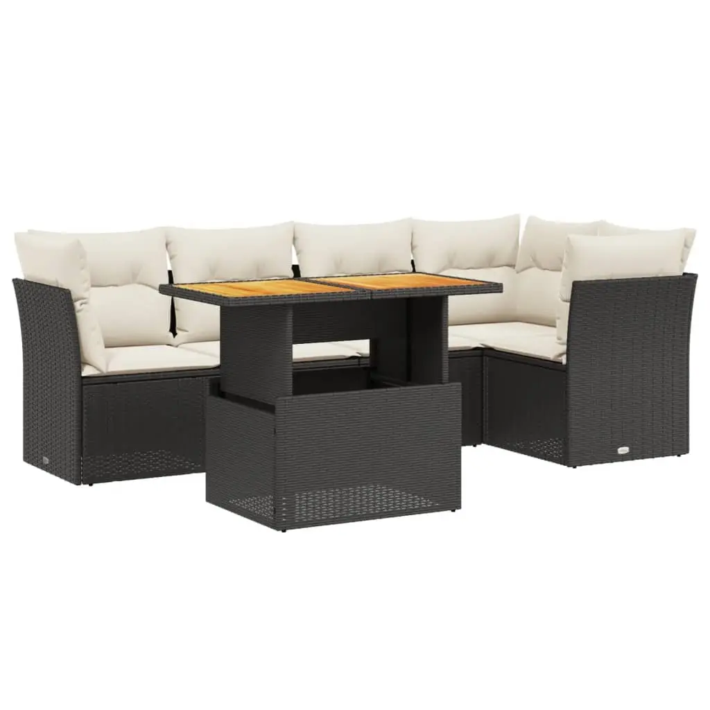 Garden Sofa Set 5 Piece Outdoor Furniture Patio Lounge Modular Black Poly Rattan