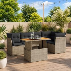 Versatile 5 Piece Grey Rattan Sofa Set for Your Outdoors