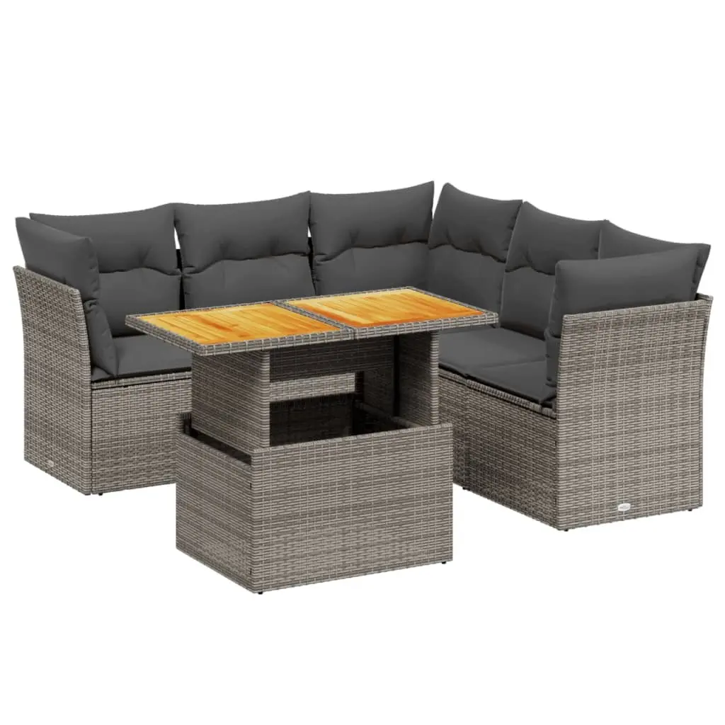 Garden Sofa Set PE Rattan 5 Piece Modular Outdoor Furniture Grey