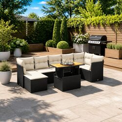 Versatile 8-Piece Black Sofa Set for Outdoor Living