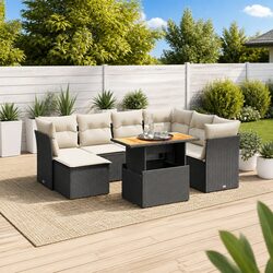 Versatile 8-Piece Black Garden Sofa Set for Outdoor Living