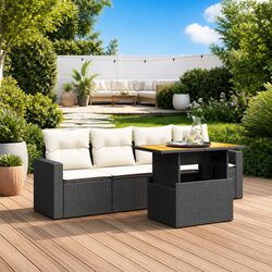 Practical 5 Piece Black Rattan Sofa Set for All Occasions