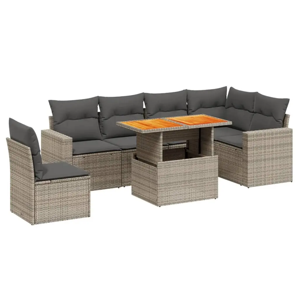 Garden Sofa Set Modular PE Rattan 7 Piece Outdoor Furniture Patio Lounge Grey