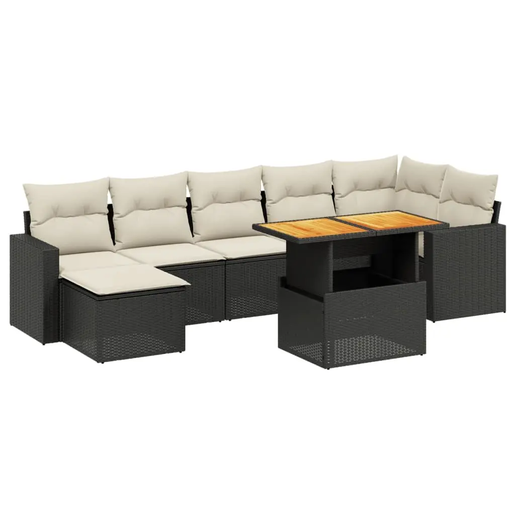 8 Piece Garden Sofa Set Poly Rattan Black Modular Outdoor Furniture with Cushions