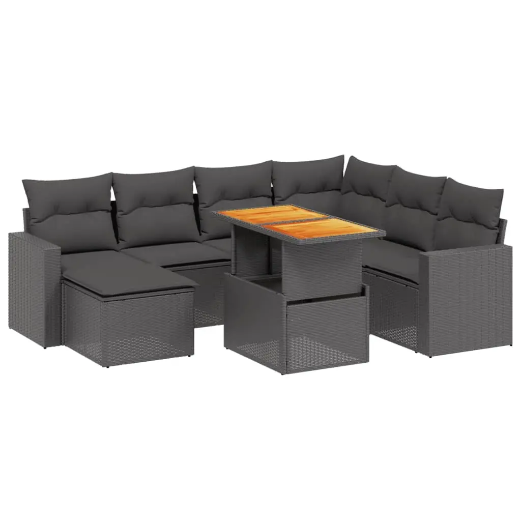 Garden Sofa Set Modular PE Rattan 8 Piece Outdoor Furniture Patio Lounge Black