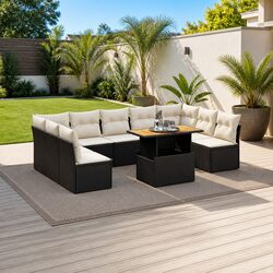 Practical Outdoor Seating with 10 Piece Garden Sofa Set