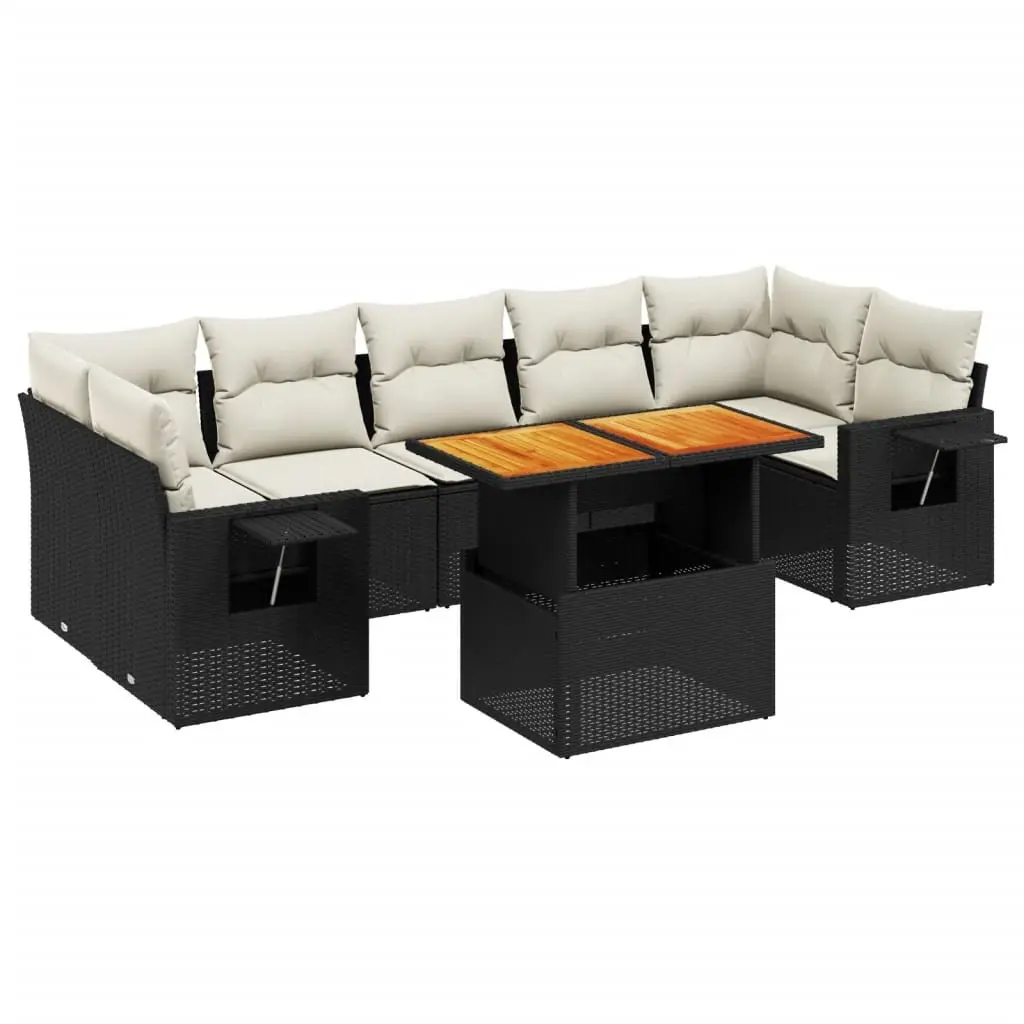 Garden Sofa Set Modular PE Rattan 8 Piece Outdoor Furniture Black