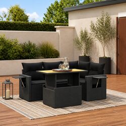 Practical 5 Piece Black Poly Rattan Sofa Set for Any Space