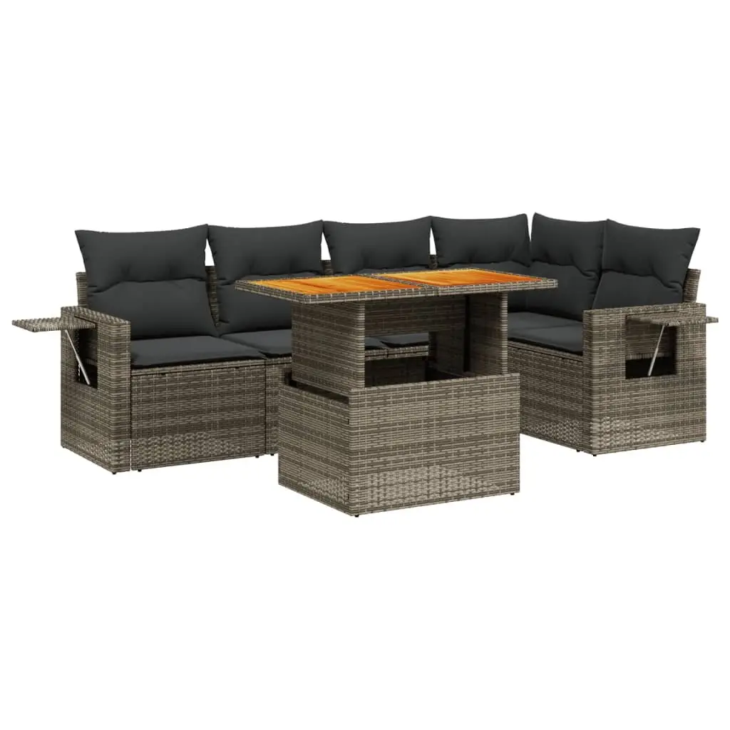 Garden Sofa Set PE Rattan 6 Piece Outdoor Furniture Grey