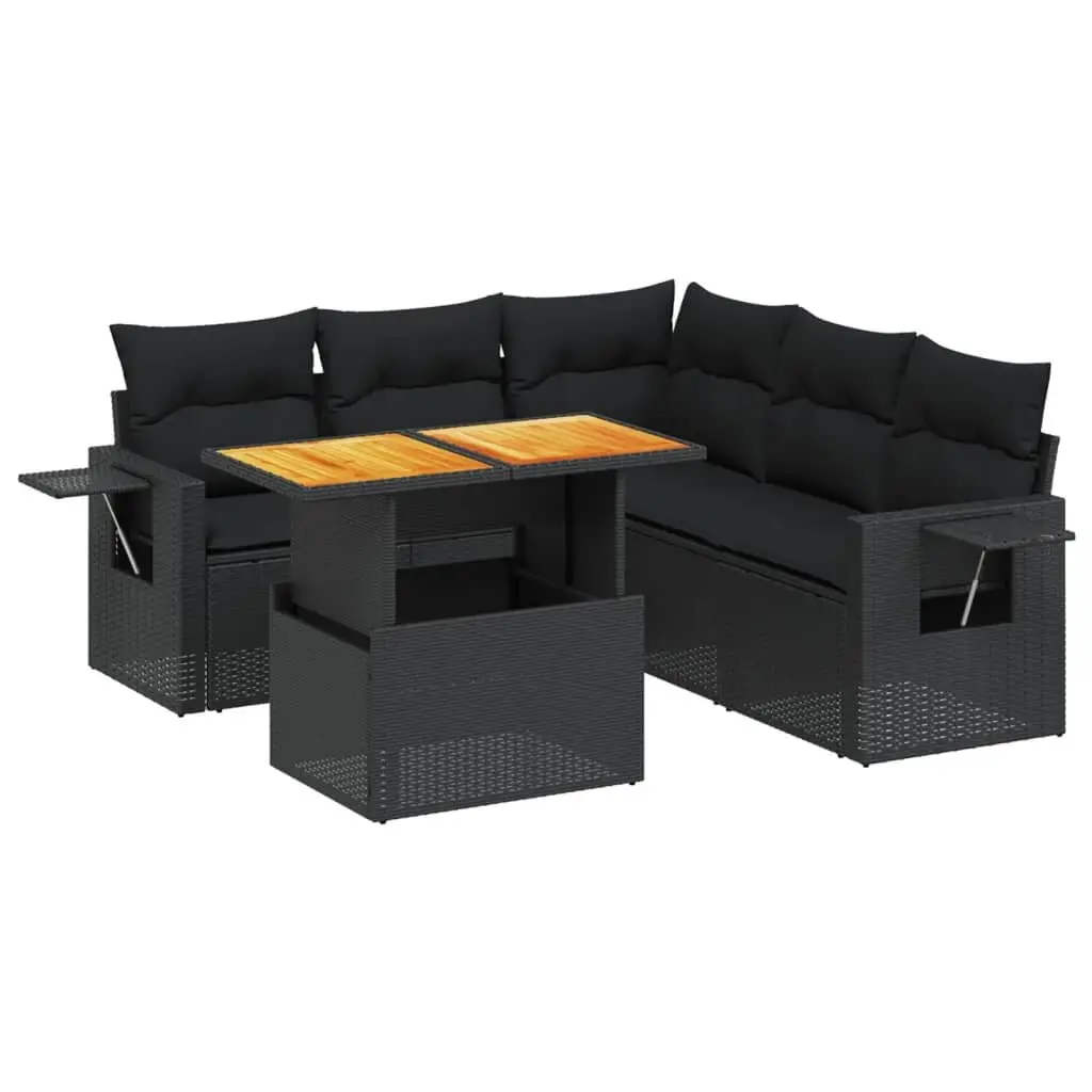 6 Piece Garden Sofa Set PE Rattan Modular Outdoor Patio Furniture Black