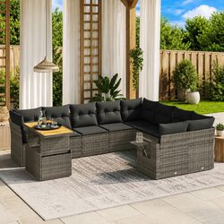 Practical Grey 10-Piece Garden Sofa for Outdoor Fun