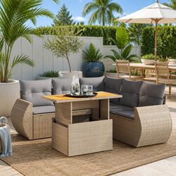 Functional 6 Piece Outdoor Sofa Set for Relaxing Times