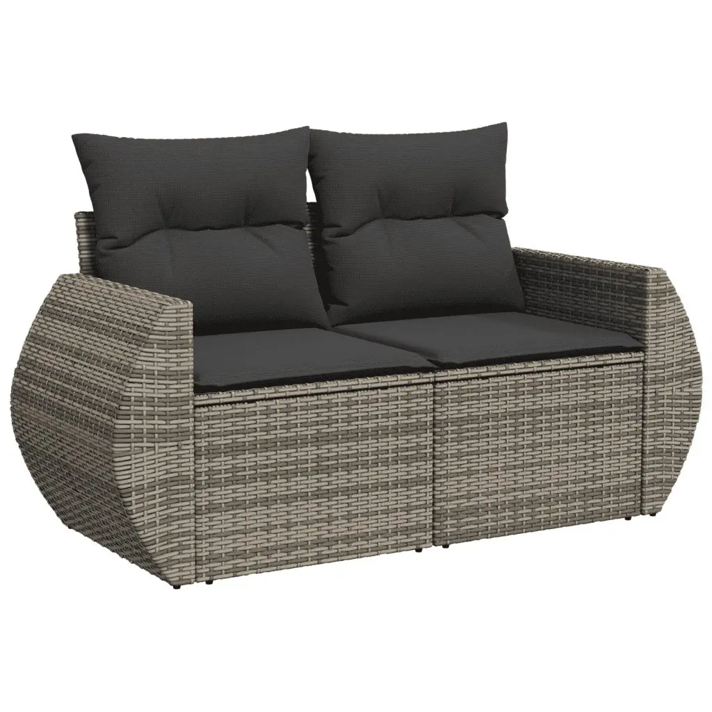 Garden Sofa Set 9 Piece Outdoor Furniture Grey Poly Rattan Modular Patio Lounge