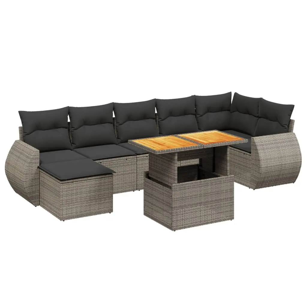 Garden Sofa Set Modular PE Rattan 8 Piece Outdoor Furniture Grey