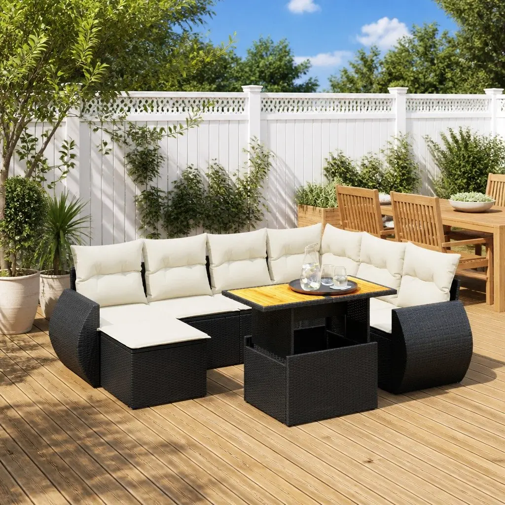 Garden Sofa Set 8 Piece Outdoor Furniture Patio Seating Modular Black with
