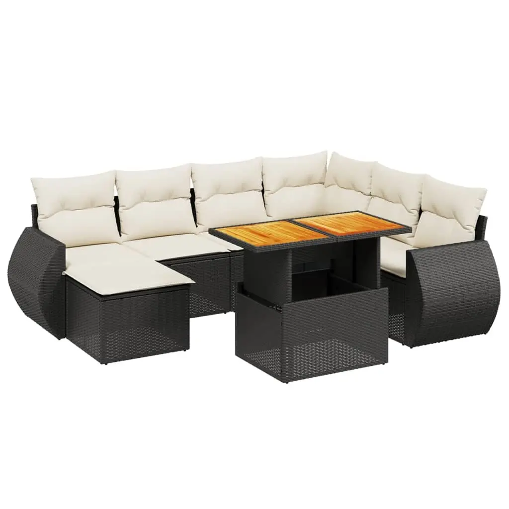 Garden Sofa Set 8 Piece Outdoor Furniture Patio Seating Modular Black with