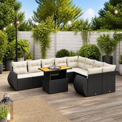 Versatile 10 Piece Black Rattan Sofa Set for Every Occasion