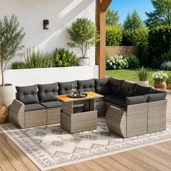 Versatile 10-Piece Patio Lounge Set in Grey