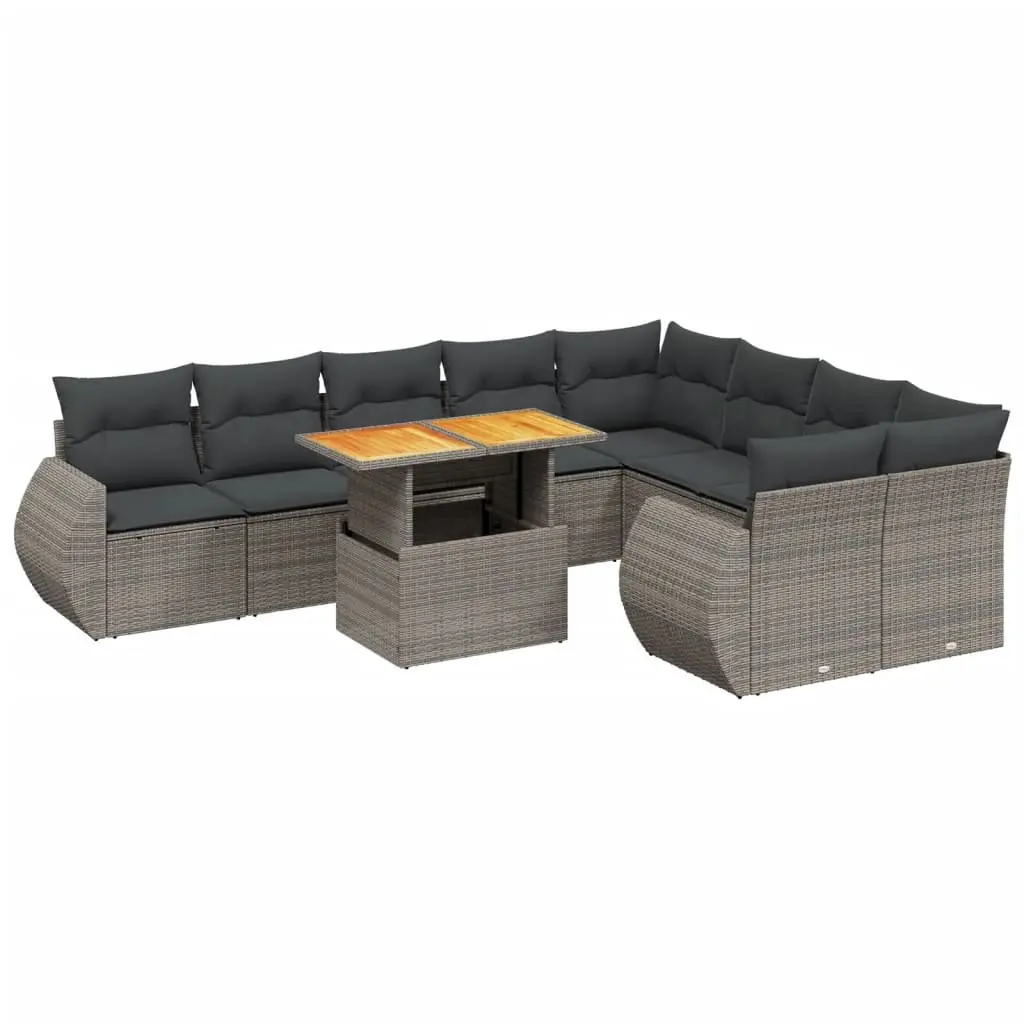 Garden Sofa Set PE Poly Rattan 10 Piece Modular Outdoor Furniture Grey