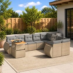 Practical 10-Piece Outdoor Sofa Set with Adjustable Table