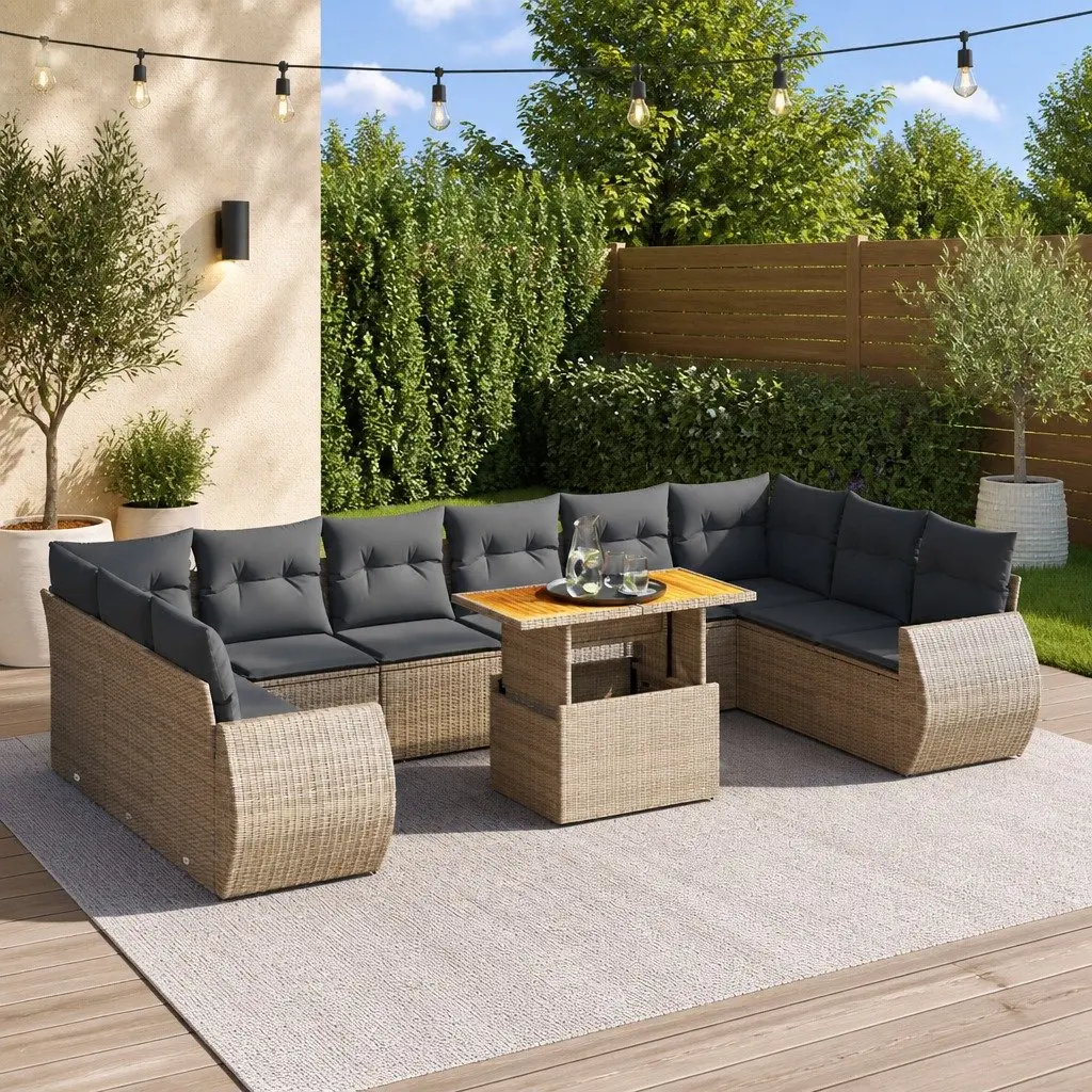 Garden Sofa Set Modular PE Rattan 11 Piece Outdoor Furniture Grey