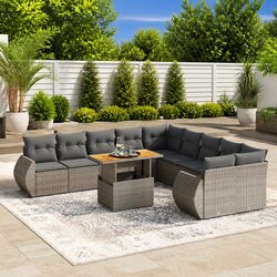 Versatile 11-Piece Garden Sofa Set in Grey for Outdoor Use