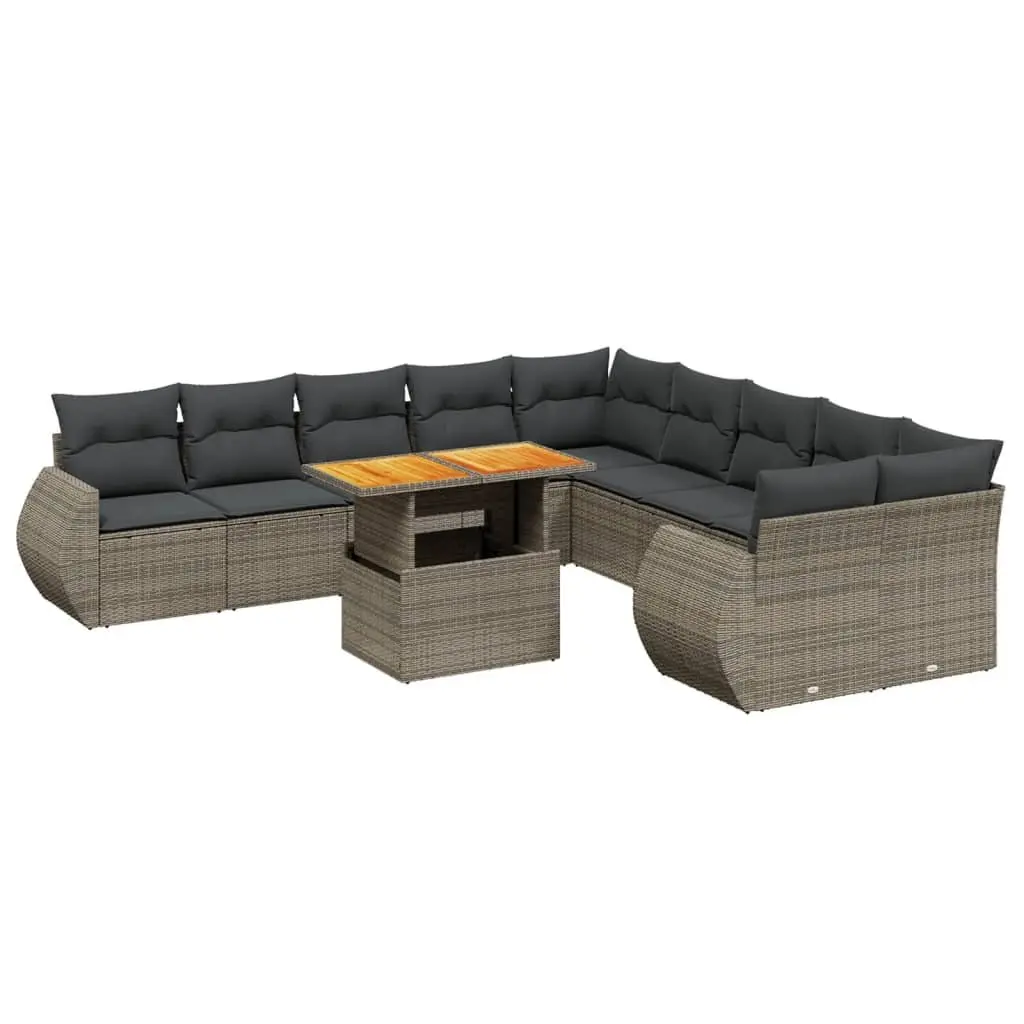 Garden Sofa Set PE Rattan Modular 11 Piece Outdoor Furniture Grey
