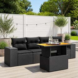 Versatile 5 Piece Black Sofa Set for Your Patio