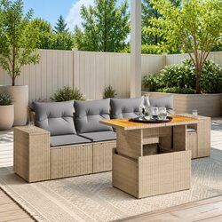 5 Piece Modular Garden Sofa Set with Cushions