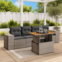 Perfect Fit: 5 Piece Grey Garden Sofa Set for Relaxation