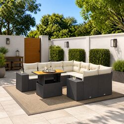 Versatile 9-Piece Black Patio Sofa Set