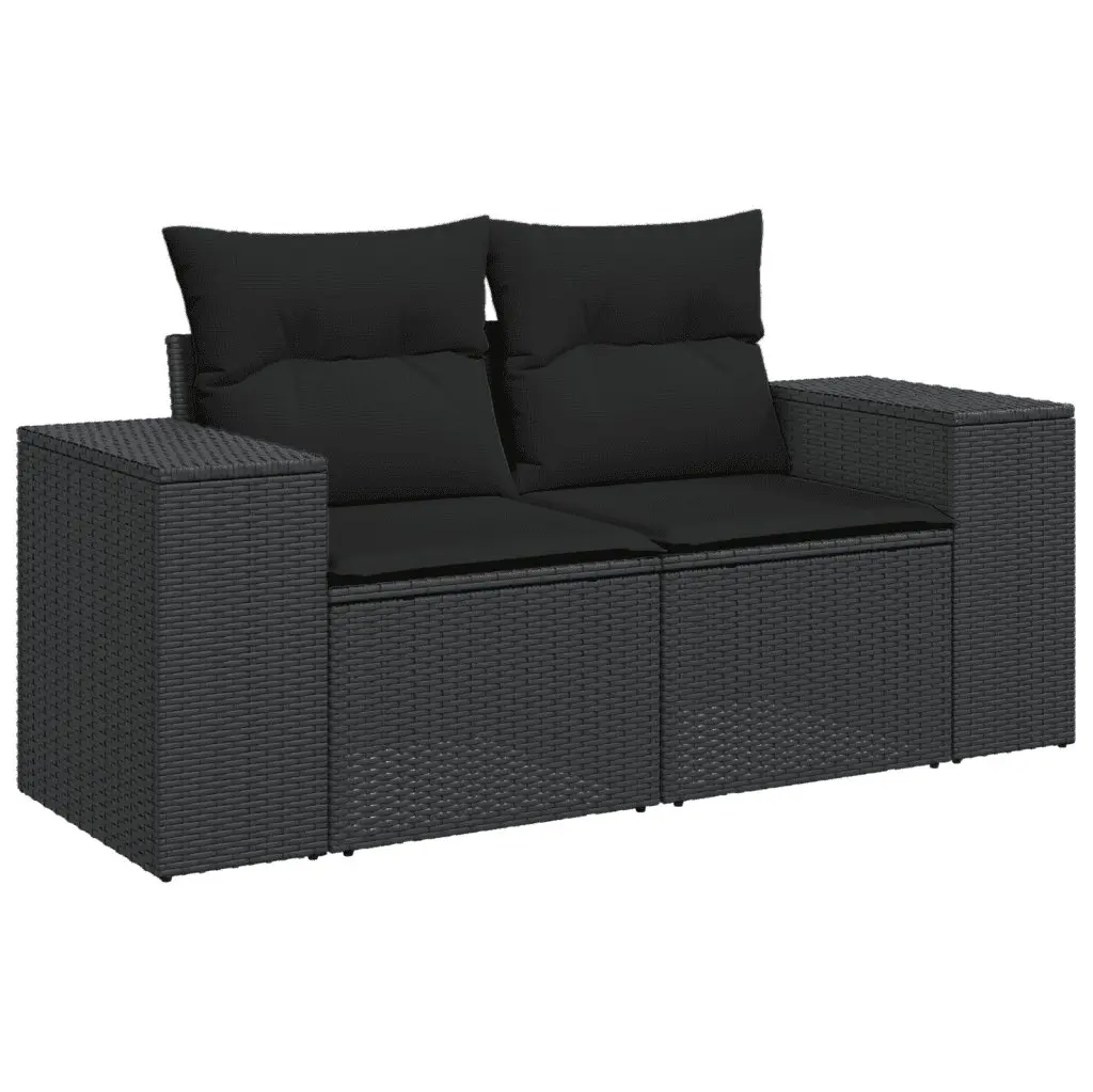 Garden Sofa Set PE Rattan 6 Piece Outdoor Furniture Black Patio Lounge