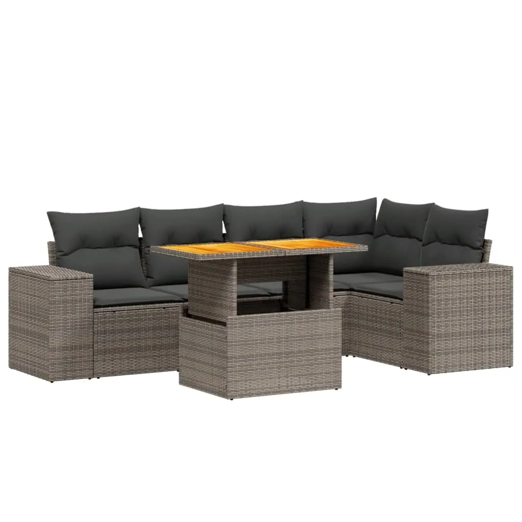Garden Sofa Set PE Poly Rattan Modular 6 Piece Outdoor Furniture Grey