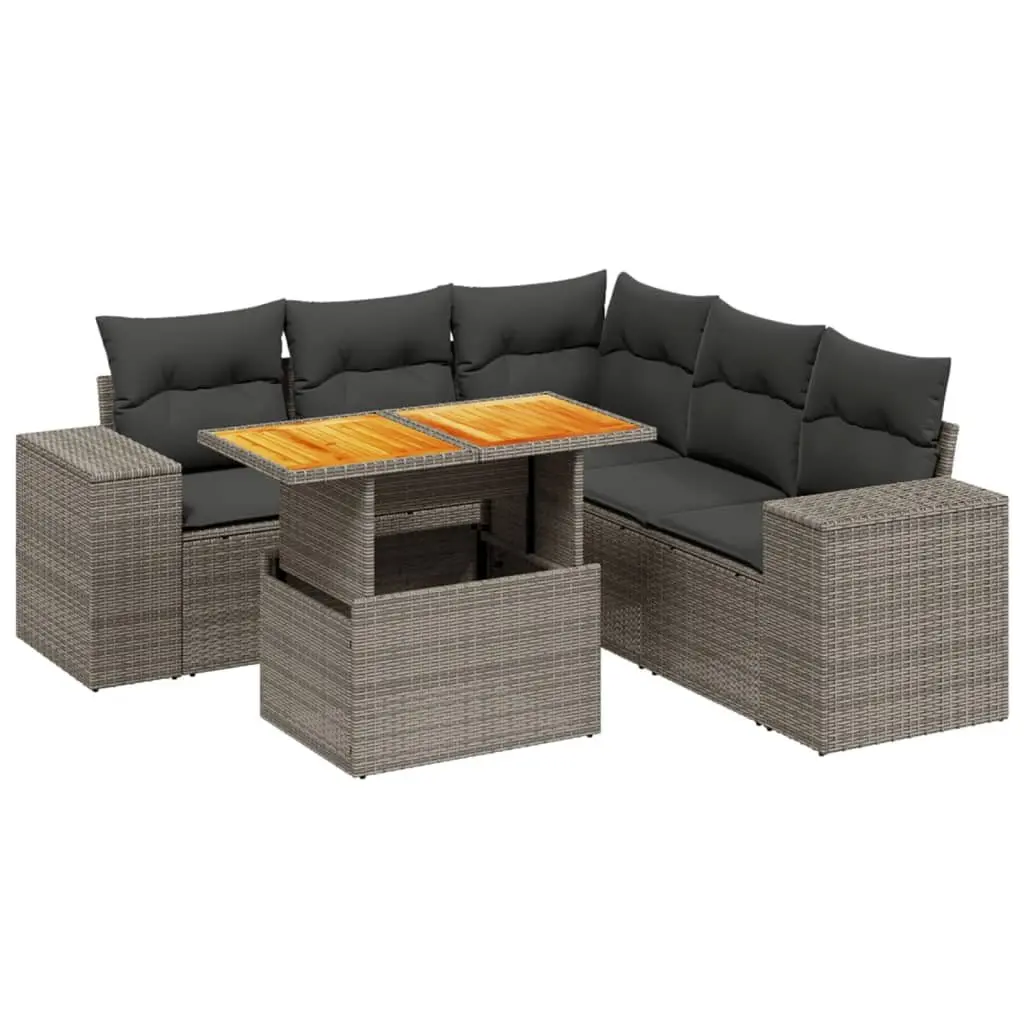 Garden Sofa Set Poly Rattan Modular 6 Piece Outdoor Furniture Grey