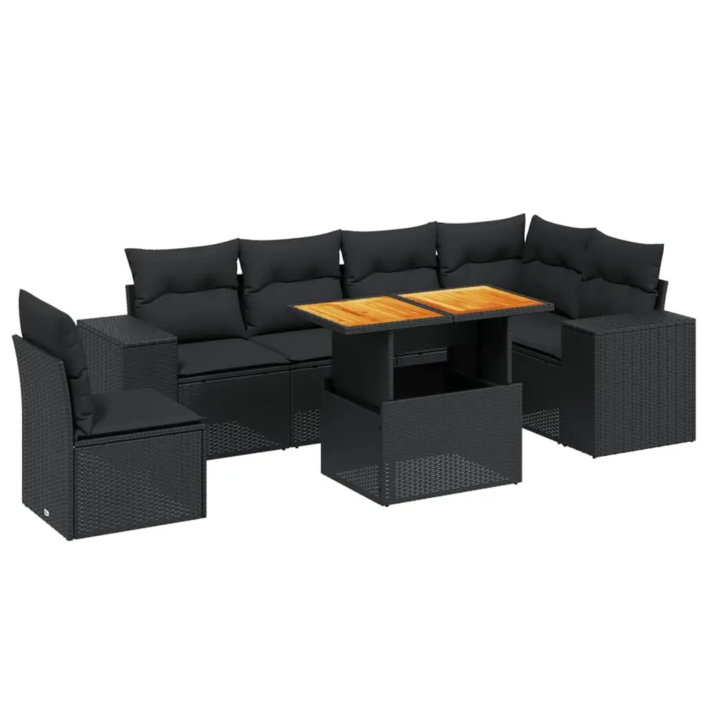7 Piece Garden Sofa Set Poly Rattan Modular Outdoor Furniture Black