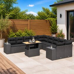 Versatile 11-Piece Black Patio Sofa Set