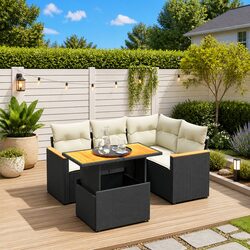 Versatile 5 Piece Black Outdoor Sofa Set for Your Home