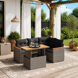 5 Piece Outdoor Sofa Set with Adjustable Table for Versatile Use