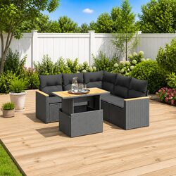 Practical 6 Piece Modular Garden Sofa Set for Outdoors
