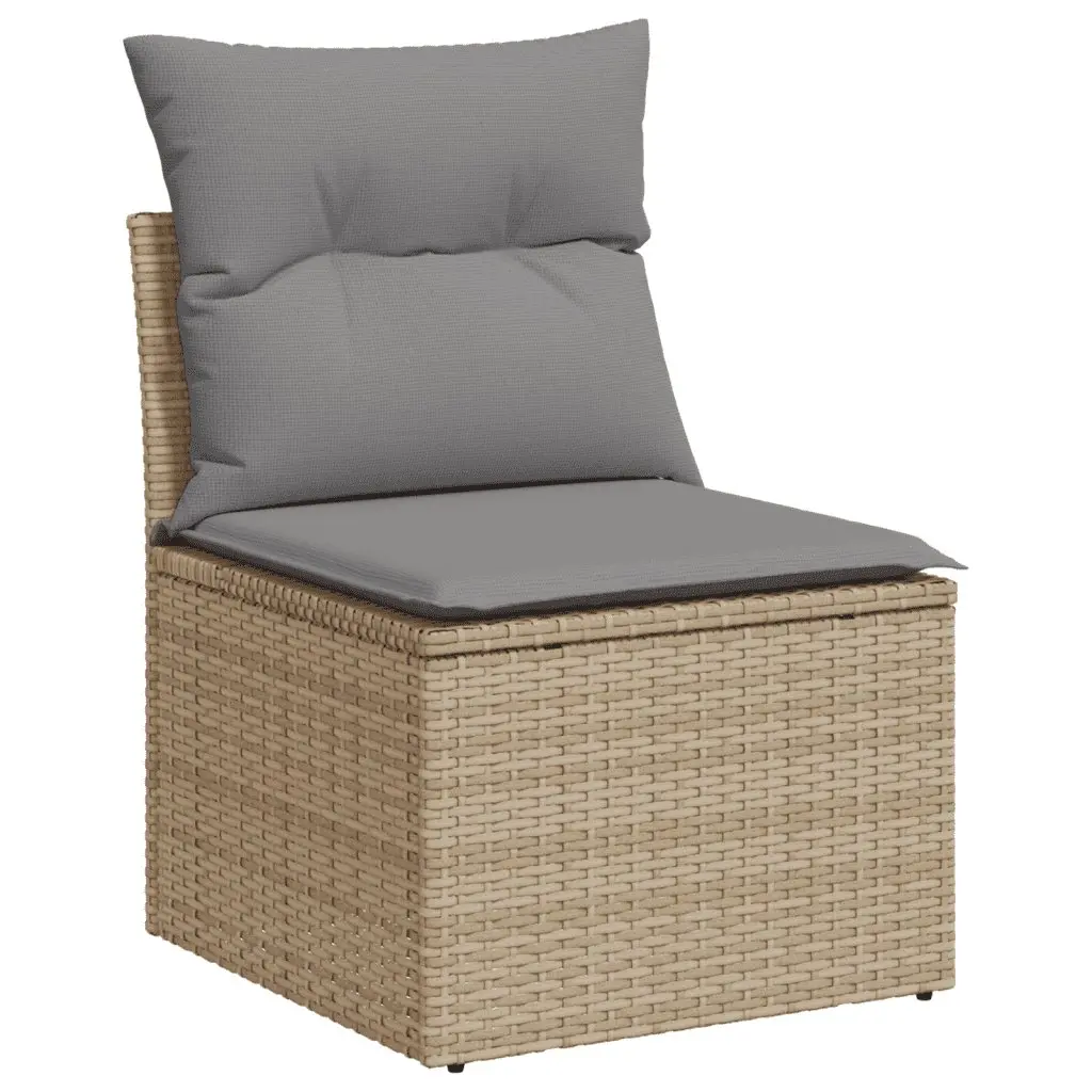Garden Sofa Set 6 Piece Outdoor Furniture Beige Poly Rattan with Cushions Patio