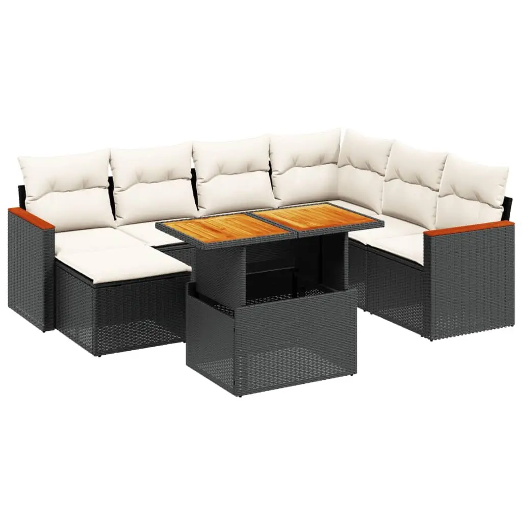 Garden Sofa Set 8 Piece Outdoor Furniture Patio Seating Black Poly Rattan