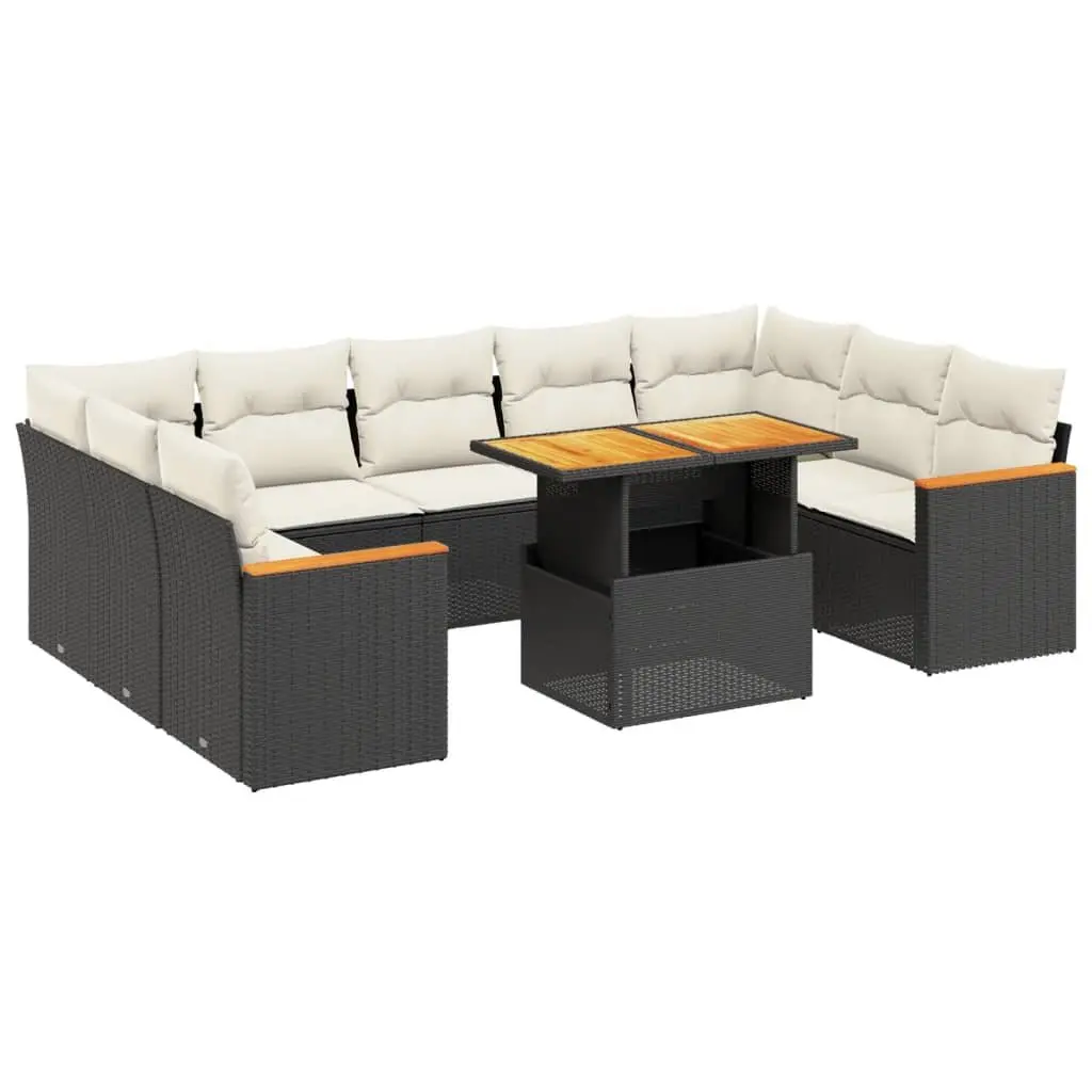 Garden Sofa Set Modular PE Rattan 11 Piece Outdoor Furniture Black