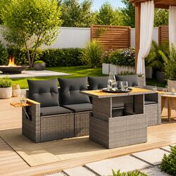 Practical 5-Piece Grey Rattan Sofa Set for Any Space