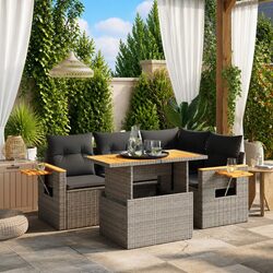 Practical 5-Piece Grey Garden Sofa Set for Outdoor Use