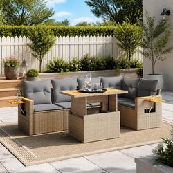 Versatile 6-Piece Garden Sofa Set with Easy Storage