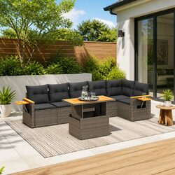 Practical 7 Piece Grey Outdoor Sofa Set for Any Space