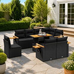 Practical Outdoor Seating with 9 Piece Sofa Set